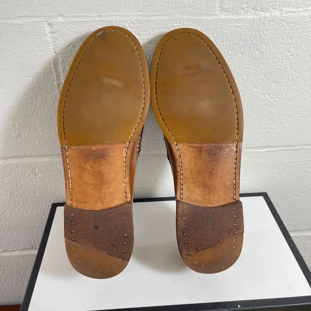 LL Bean Signature Brown Leather Penny Loafers Slip On Dress Shoes Men's 9.5 D